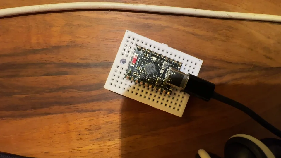 The actual ESP32-C6 prototype on a breadboard, connected by USB